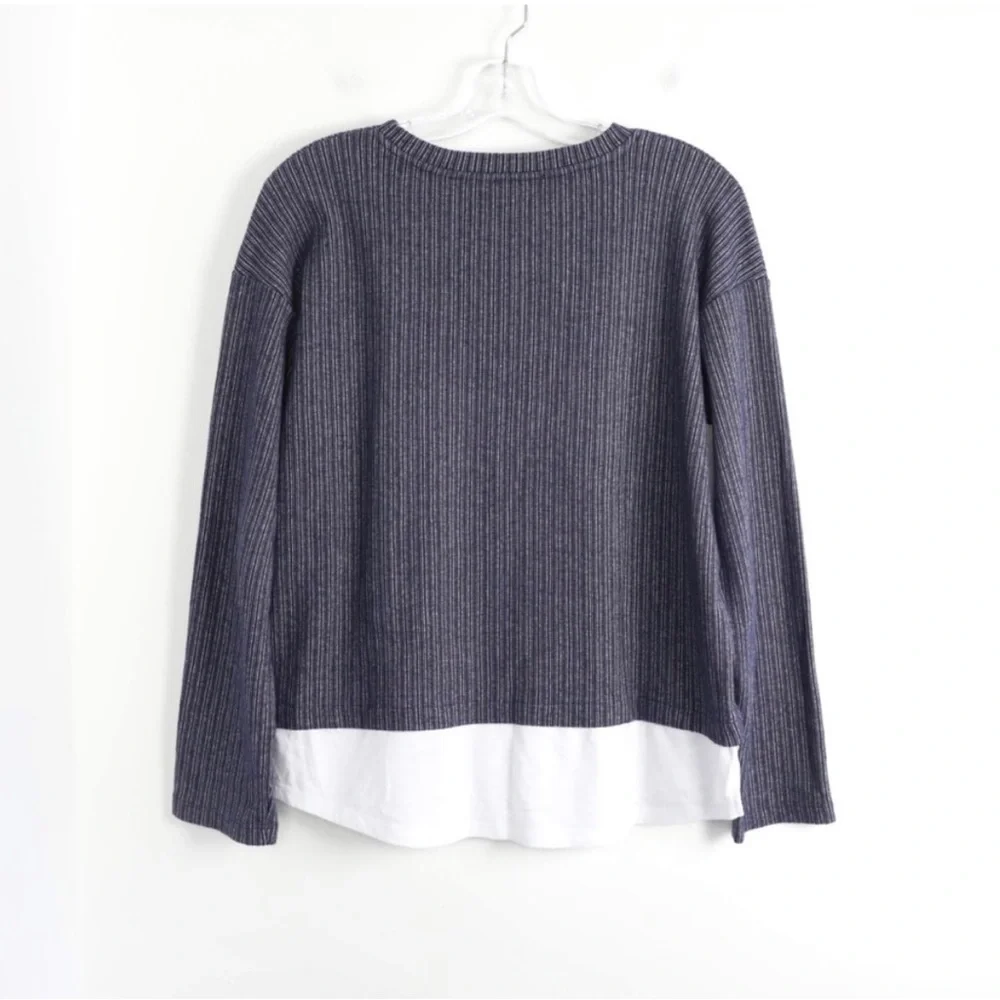 Zara pinstripe layered top oversized loose knit sweater cotton mixed material S - Picture 3 of 4
